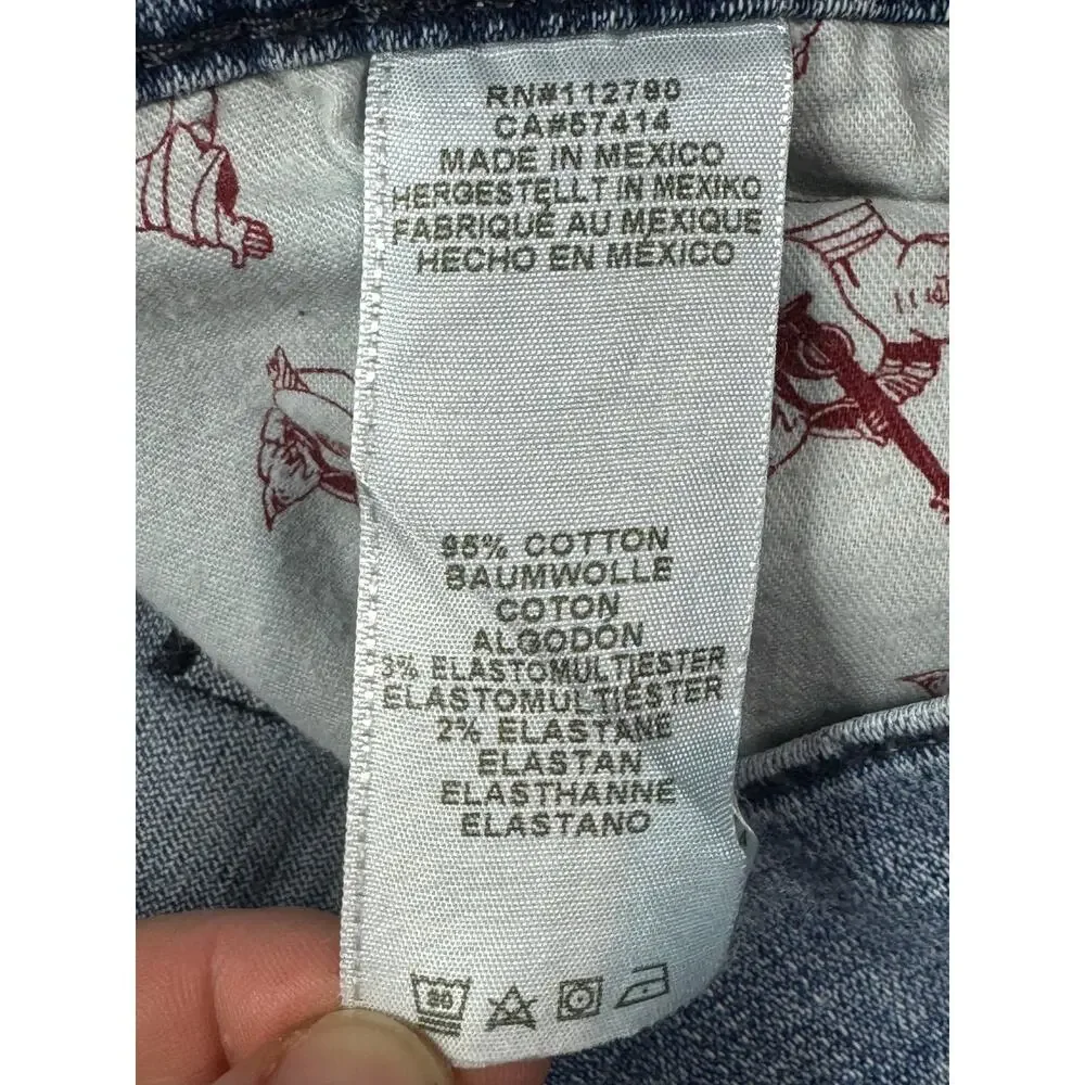 True Religion Men's Rocco Relaxed Skinny Moto Blue Denim Jeans - Size 36 (37x34)